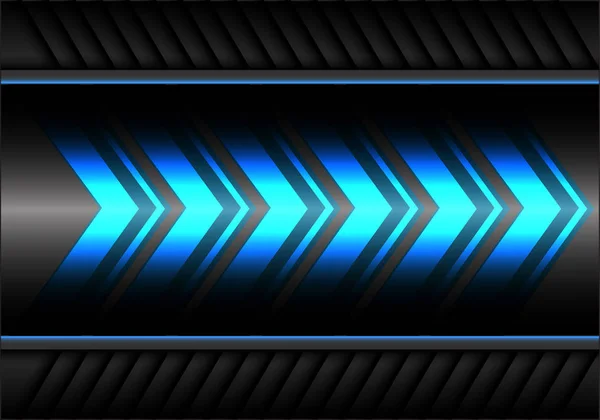 Abstrait Bleu Flèche Lumière Puissance Vitesse Sur Gris Métal Conception — Image vectorielle