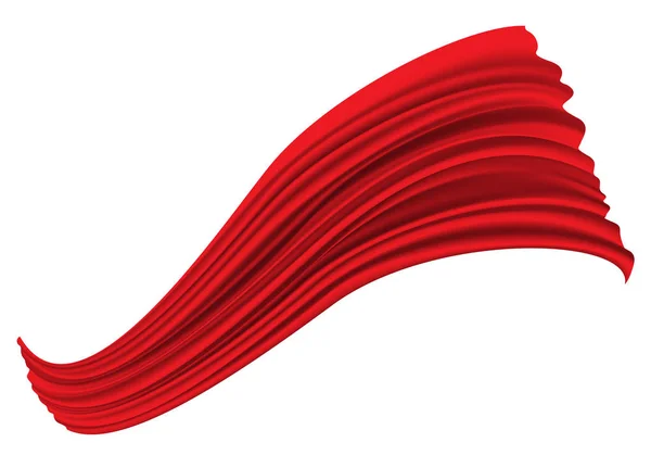 Абстрактна Червона Тканинна Хвиля Летить Білому Розкішному Фоні Векторні Ілюстрації — стоковий вектор