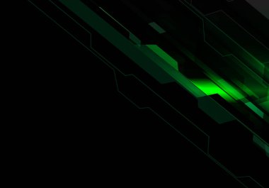Soyut yeşil çokgen ışık teknolojisi enerji siyah tasarımı modern futuristik arka plan vektör çizim.