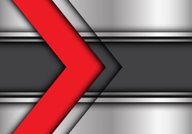 Gri çizgi metal tasarım modern futuristik arka plan vektör çizim üzerinde kırmızı ok.