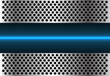 Soyut mavi ışık çizgi teknoloji metal daire kafes tasarım modern futuristik arka plan vektör çizim.