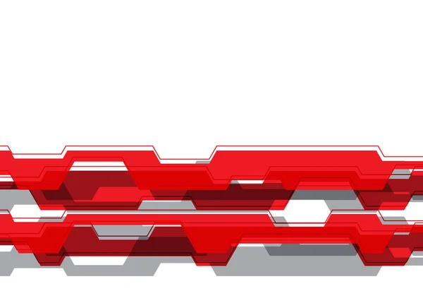 Abstrakt Röd Grå Polygon Krets Teknik Linjen Vit Blank Space — Stock vektor