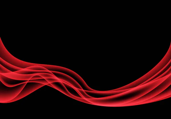 Rode Abstract Golf Vlotte Rook Zwart Design Moderne Achtergrond Vectorillustratie — Stockvector