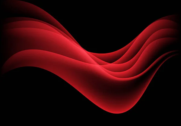 Abstrakte Rote Welle Glatter Rauch Auf Schwarzem Design Moderner Hintergrund — Stockvektor
