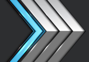 Mavi ışık metal ok gri tasarım modern futuristik arka plan vektör çizim üzerinde.