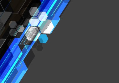 Soyut mavi siyah beyaz çokgen teknoloji gri boş alanı tasarım modern futuristik arka plan vektör çizim üzerinde.