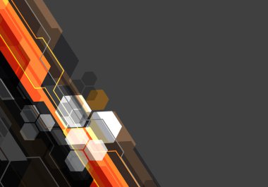 Turuncu Siyah beyaz çokgen teknoloji gri boş alanı tasarım modern futuristik arka plan vektör çizim üzerinde.