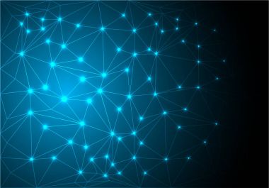 Işık hat kafes çokgen ağ veri Internet mavi teknoloji arka plan vektör çizim soyut.