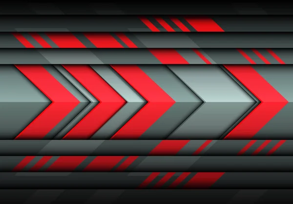 Abstrait Rouge Flèche Technologie Vitesse Sur Gris Métal Conception Moderne — Image vectorielle
