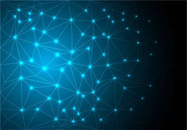 光ライン メッシュ ポリゴン ネットワーク データ インターネット青技術背景ベクトル図を抽象化します — ストックベクタ