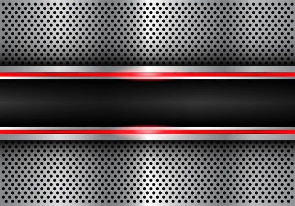 Abstrato Linha Vermelha Preta Banner Luz Projeto Malha Círculo Metal — Vetor de Stock