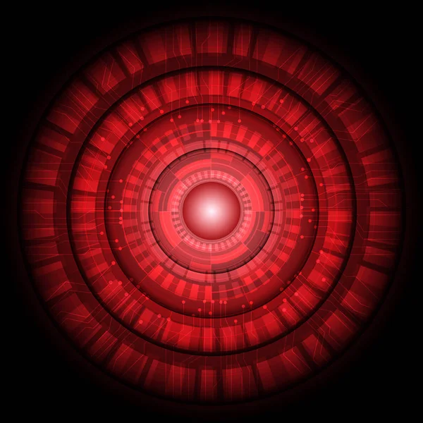 Αφηρημένη Κόκκινο Κύκλο Φωτός Κύκλωμα Τεχνολογία Φουτουριστικό Μαύρο Διανυσματικά Εικονογράφηση — Διανυσματικό Αρχείο