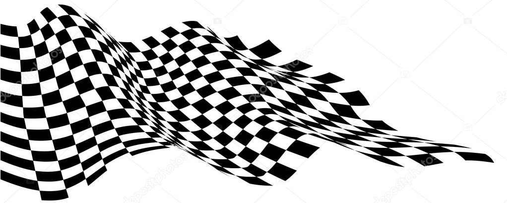 Checkered wave flying black white for sport race championship business success background vector illustration.