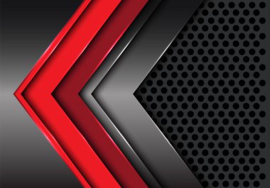 Kırmızı ok karanlık metal daire kafes tasarım modern futuristik arka plan vektör çizim üzerinde soyut.