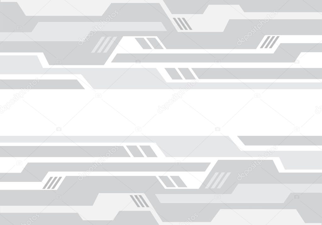 Abstract soft grey tone geometric circuit pattern on white design modern futuristic technology background vector illustration.