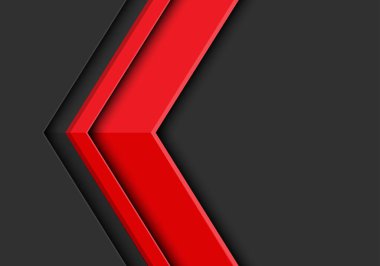 Koyu gri banka alanı dizaynı üzerinde soyut kırmızı ok 3d yönü modern fütüristik arkaplan çizimi.