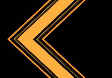 Siyah boş alan tasarımı üzerinde soyut sarı ışık oku yönü modern fütürist teknoloji arkaplan çizimi.