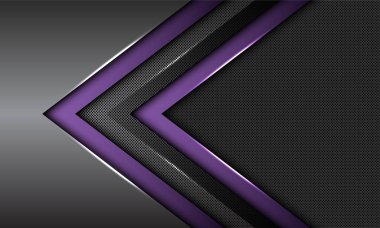 Çember ağ boş uzay tasarımı modern fütüristik arkaplan çizimi ile soyut çift mor gri metalik ok yönü.