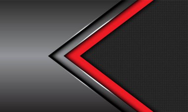 Soyut kırmızı gri metalik ok yönünde daire şeklinde boş alan tasarımı modern lüks fütüristik arkaplan çizimi.