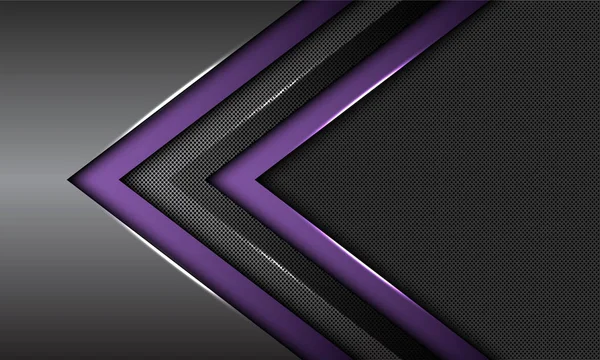 概要円メッシュ空白の空間を持つ二重紫色の濃い灰色の金属矢印方向現代的な未来的な背景ベクトルのイラスト — ストックベクタ