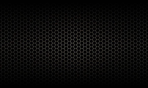 Koyu arkaplan doku vektör illüstrasyonunda altın altıgen ağ deseni.