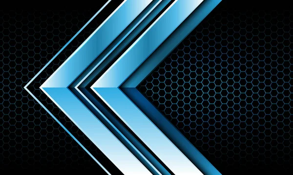 Abstrato dupla seta azul direção de metal brilhante no design de padrão de malha hexágono escuro moderno futurista fundo vetor ilustração . — Vetor de Stock