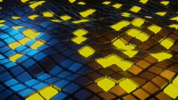 Abstract Yellow Light Neon Blog Pattern Wave Blue Orange Light — Stock Video