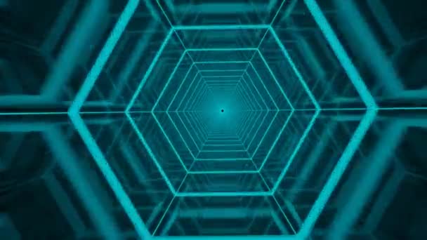 3D青六角形金属光ブラーズーム速度技術未来的なアニメーションビデオイラスト — ストック動画