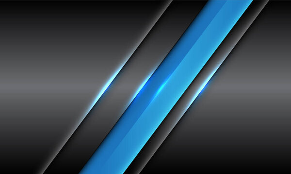 Abstract blue line slash on dark grey metallic design modern luxury futuristic background vector illustration.