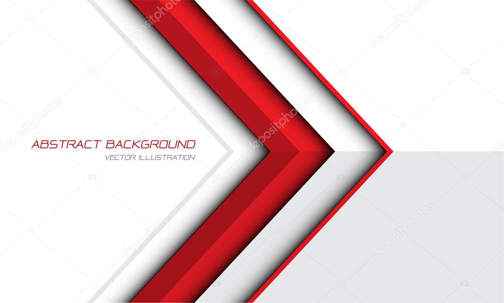 Abstract red arrow direction on white grey design modern futuristic background vector illustration.