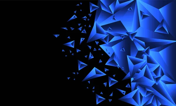 Abstraktní Modrý Lesklý Trojúhelník Polygon Geometrický Černém Prázdném Prostoru Design — Stockový vektor