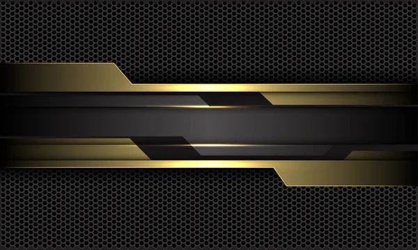 Αφηρημένο Χρυσό Μαύρο Κύκλωμα Σκούρο Γκρι Εξάγωνο Πλέγμα Μοτίβο Σχεδιασμό — Διανυσματικό Αρχείο