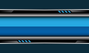 Gri tasarım modern fütüristik arka plan illüstrasyonunda soyut mavi parlak bayrak gümüş siyah siber devre.