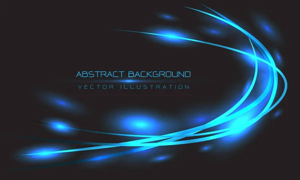 Abstrait Bleu Ligne Courbe Lumière Sur Noir Design Moderne Luxe — Image vectorielle