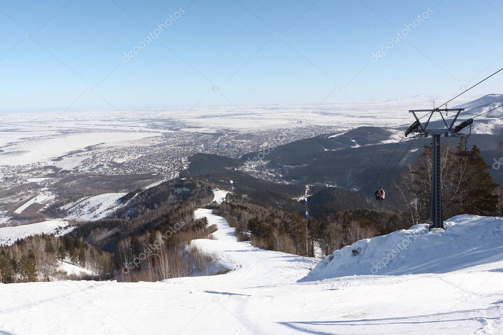 The ski slope on Tserkovka mountain,Belokurikha, Altai, Russia