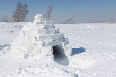 Igloo kışın kar glade üzerinde 