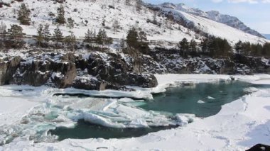 Bahar, Katun nehir, Altay turkuaz nehirde sürüklenen buz, 