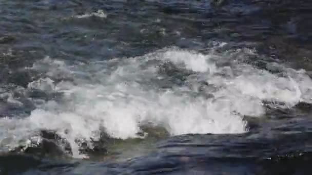 Весной в реке течет вода — стоковое видео