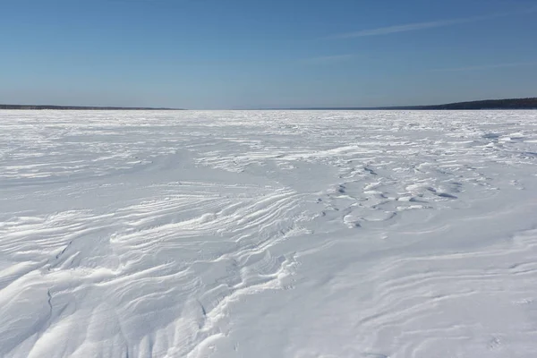 Kabartma battaniye kar Ob nehrinde, Sibirya, Rusya Federasyonu — Stok fotoğraf