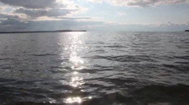 Sunset bulvarında göl. OB nehir, Sibirya, Rusya Federasyonu 