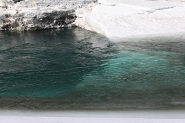 Nehirde ilkbaharda eriyen buz