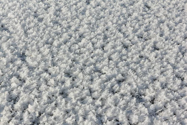 Rime en el hielo del río helado, fondo natural — Foto de Stock