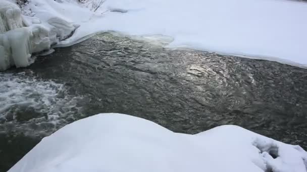 Eisschmelze Auf Dem Fluss Frühling Bugotak Fluss Nowosibirsk Russland — Stockvideo