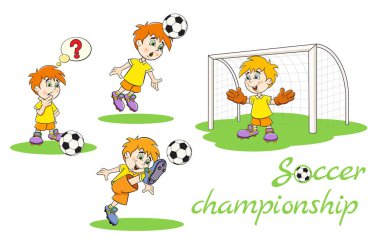 Set of funny cartoon football players vector Set of funny cartoon football players vector