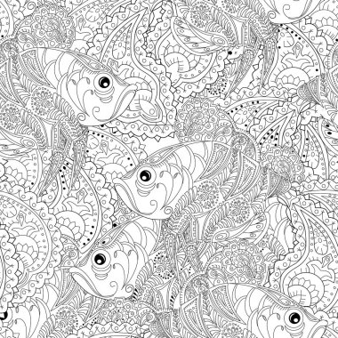 Yetişkin renklendirme sayfası. Zentangl doodle ile Seamless Modeli