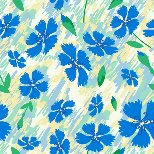 Seamless pattern with  cornflowers — Stock Vector