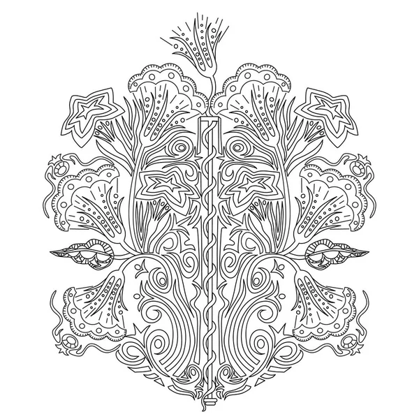 Ornamento de flores dibujadas a mano para adultos anti estrés — Vector de stock