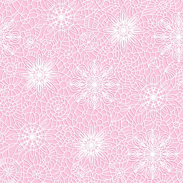 ピンクの背景にシームレス パターン エレガンス ホワイト レース — ストックベクタ