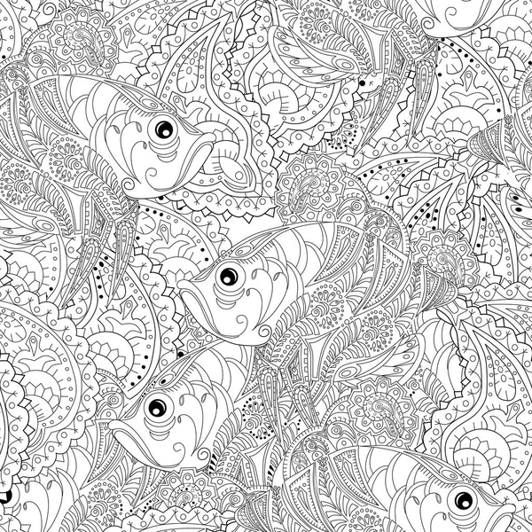 Yetişkin renklendirme sayfası. Zentangl doodle ile Seamless Modeli