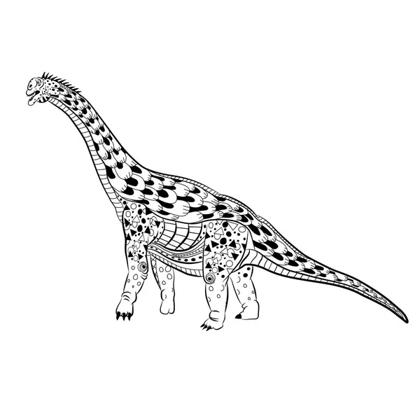 Diplodocus - Tarih öncesi kertenkele. Reklam için Antistress boyama kitabı — Stok Vektör